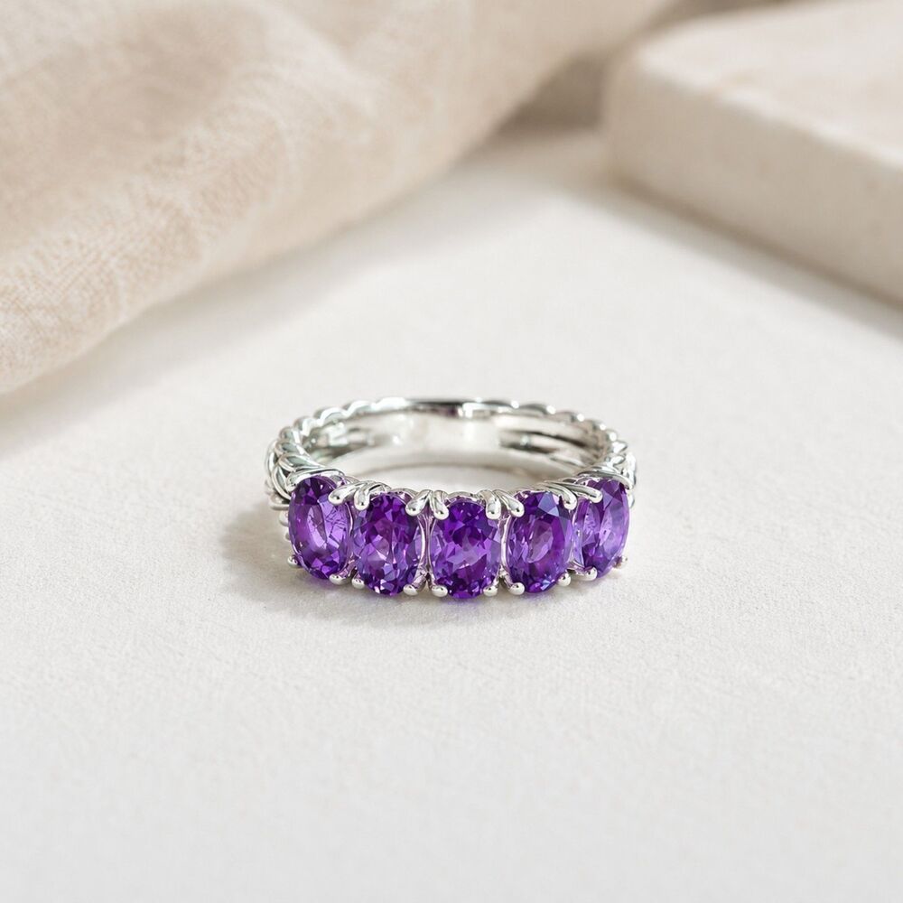 JOHN HARDY JAI Sterling Silver Amethyst Gemstone Ring (size 6) NEW